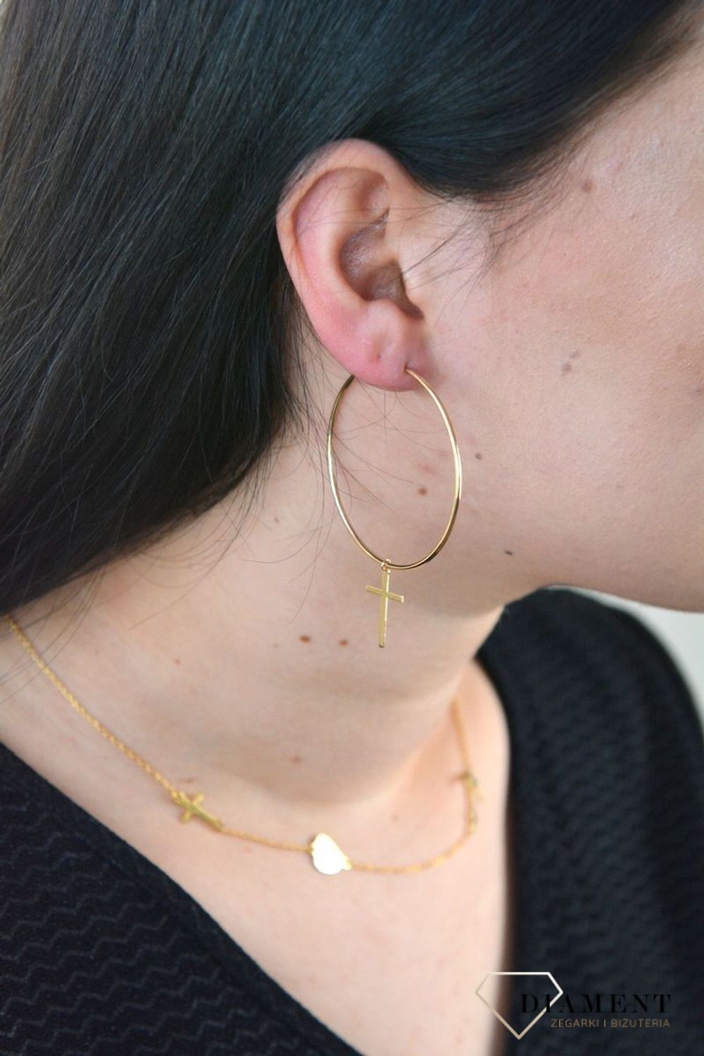 Złote kolczyki koła z krzyżykami 333 KL 10487C 333.jpg